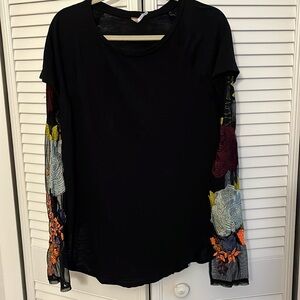 Free People XL top w/ embroidered sleeves